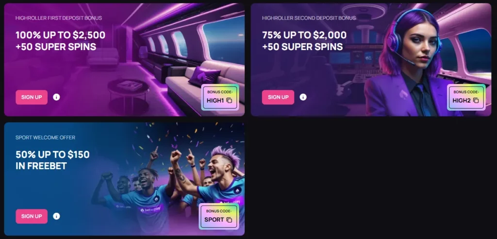BetandPlay Casino Highroller Welcome Package